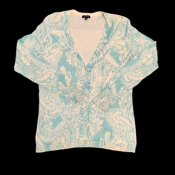 Talbots Women's Teal Print Cardigan/Sweater - Picture 1 of 4
